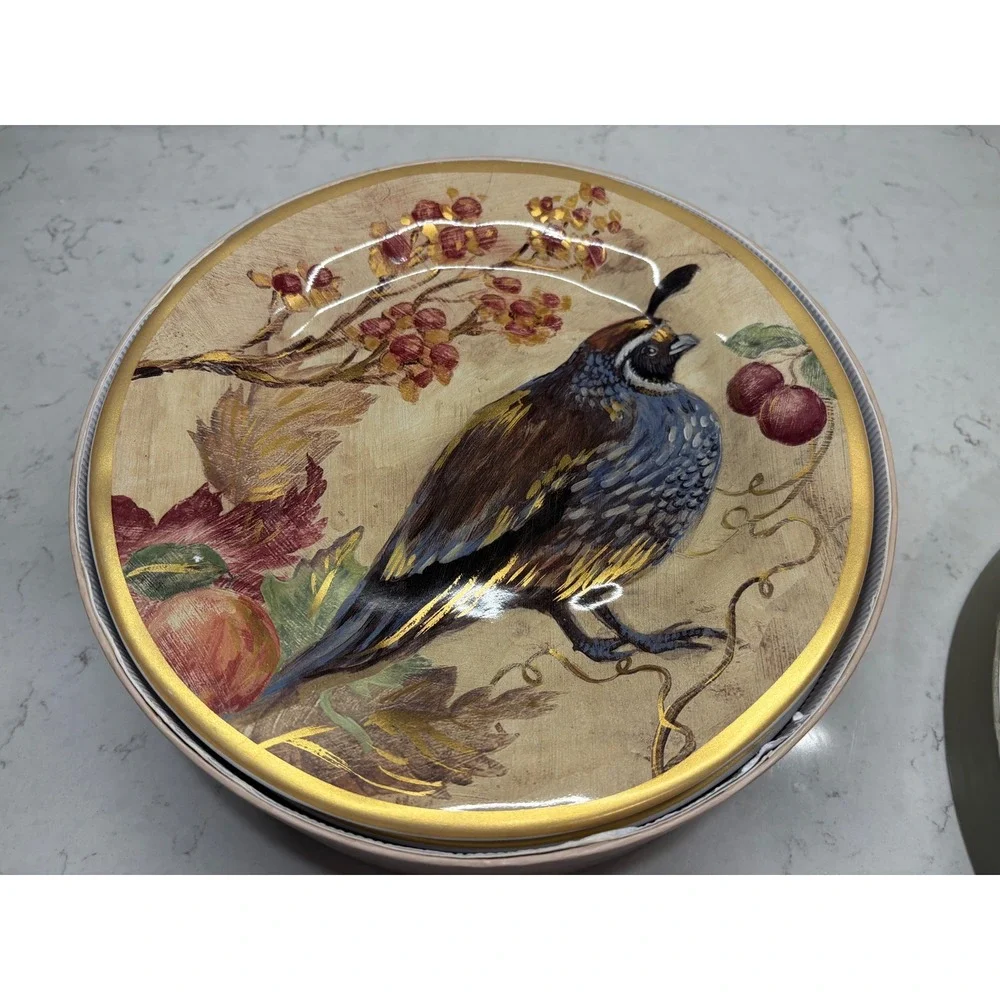 Set of 4 Pottery Barn FRESCO Turkey Game Birds 9